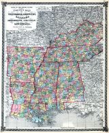 Tennessee, Kentucky, Alabama, Mississippi, Arkansas, Louisiana States Map, Illinois State Atlas 1875